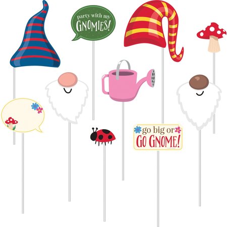 CREATIVE CONVERTING 10" Party Gnomes Photo Booth Props, 60PK 359301